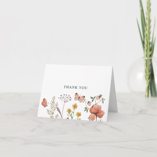 Boho Wildblume Floral Birthday Dankeskarte (Vorderseite)