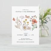 Boho Wildblume Floral Birthday Einladung (Stehend Vorderseite)