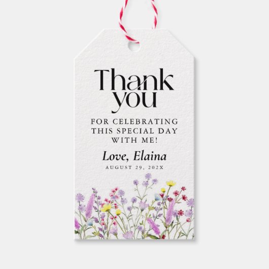 Boho Wildblume Floral Brautparty Bevorzugung Geschenkanhänger (Vorderseite)