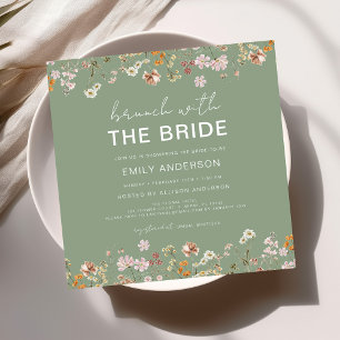 Boho Wildblume Floral Brautparty Brunch Einladung