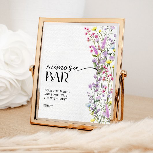 Boho Wildblume Floral Brautparty Mimosa Bar Poster
