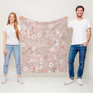 Boho Wildblume Floral Butterfly Fleecedecke