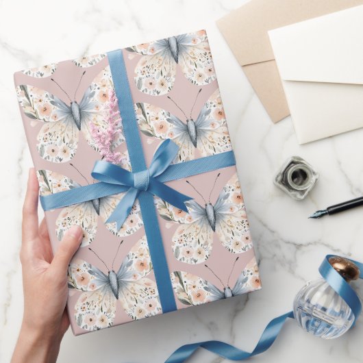 Boho Wildblume Floral Butterfly Geschenkpapier (Schenken)