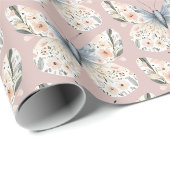 Boho Wildblume Floral Butterfly Geschenkpapier (Rolleneckpunkt)
