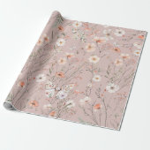 Boho Wildblume Floral Butterfly Geschenkpapier (Ungerollt)