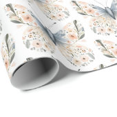 Boho Wildblume Floral Butterfly Geschenkpapier (Rolleneckpunkt)