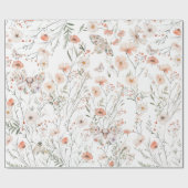 Boho Wildblume Floral Butterfly Geschenkpapier (Flach)