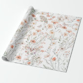 Boho Wildblume Floral Butterfly Geschenkpapier (Ungerollt)