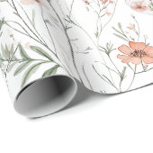 Boho Wildblume Floral Butterfly Geschenkpapier (Rolleneckpunkt)