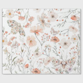 Boho Wildblume Floral Butterfly Geschenkpapier (Flach)
