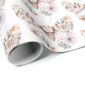 Boho Wildblume Floral Butterfly Geschenkpapier (Rolleneckpunkt)