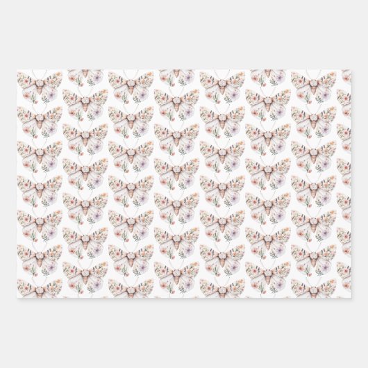 Boho Wildblume Floral Butterfly Geschenkpapier Set (Vorderseite 2)