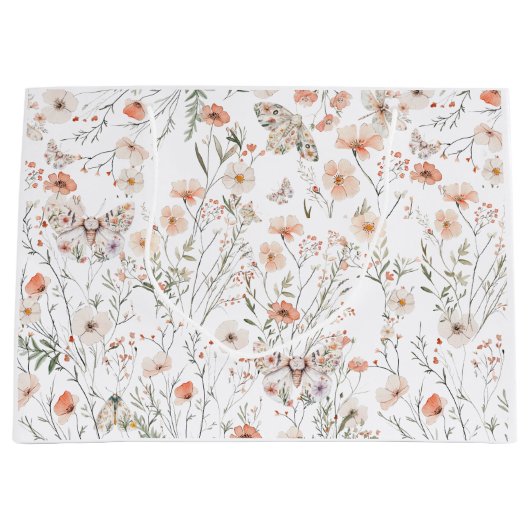 Boho Wildblume Floral Butterfly Große Geschenktüte (Vorderseite)
