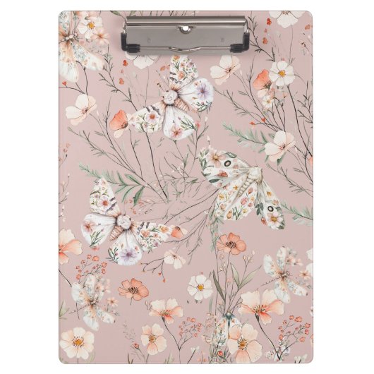 Boho Wildblume Floral Butterfly Klemmbrett (Vorderseite)