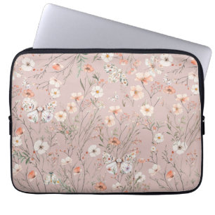 Boho Wildblume Floral Butterfly Laptopschutzhülle