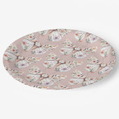 Boho Wildblume Floral Butterfly Pappteller (Schrägansicht)