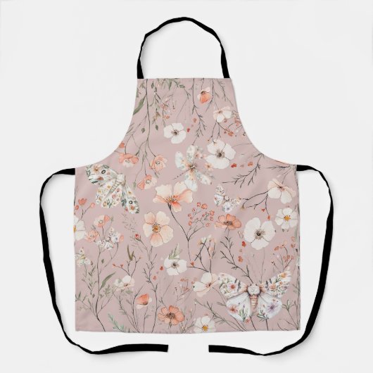 Boho Wildblume Floral Butterfly Schürze (Vorderseite)