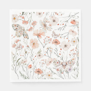 Boho Wildblume Floral Butterfly Serviette