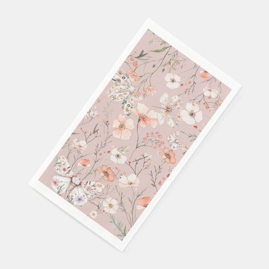 Boho Wildblume Floral Butterfly Serviette (Ecke)