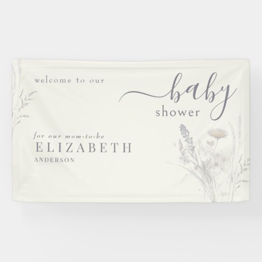 Boho Wildblume Floral Cream Baby Dusche Banner (Horizontal)