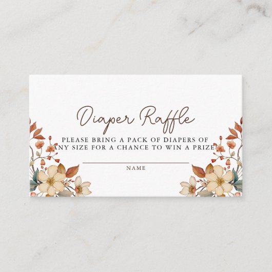 Boho Wildblume Floral Diaper Raffle Baby Dusche Begleitkarte (Vorderseite)