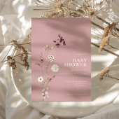 Boho Wildblume Floral Dusty Rose Babydusche Einladung
