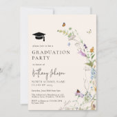Boho Wildblume Floral Foto Graduation Party Einladung (Vorderseite)