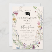 Boho Wildblume Floral Foto Graduation Party Einladung (Vorderseite)