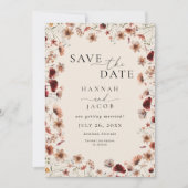 Boho Wildblume Floral Foto Wedding Save The Date (Vorderseite)