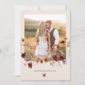 Boho Wildblume Floral Foto Wedding Save The Date (Rückseite)