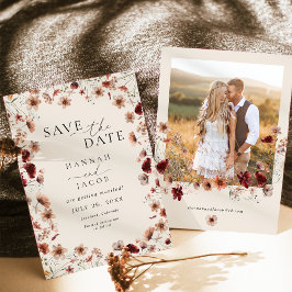 Boho Wildblume Floral Foto Wedding Save The Date
