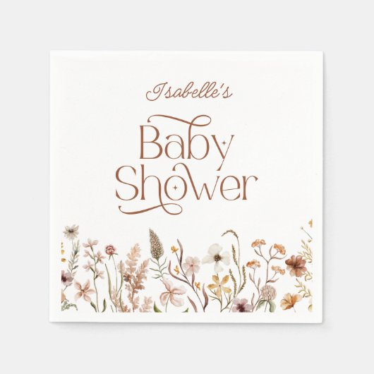 Boho Wildblume Floral Girl Babyduschpapier Serviette (Vorderseite)