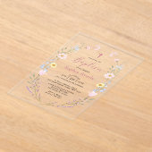 Boho Wildblume Floral Girl Taufe Acryleinladungen (Ablage )