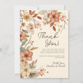 Boho Wildblume Floral Ivory Babydusche Dankeskarte (Vorderseite)