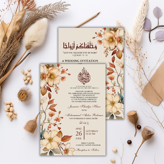 Boho Wildblume Floral Muslim Wedding Nikah Einladung