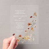 Boho Wildblume Floral QR Code Foto Hochzeit Acryleinladungen (Insitu (Handheld))