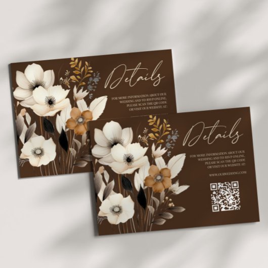 Boho Wildblume Floral QR Code Hochzeitdetails Begleitkarte