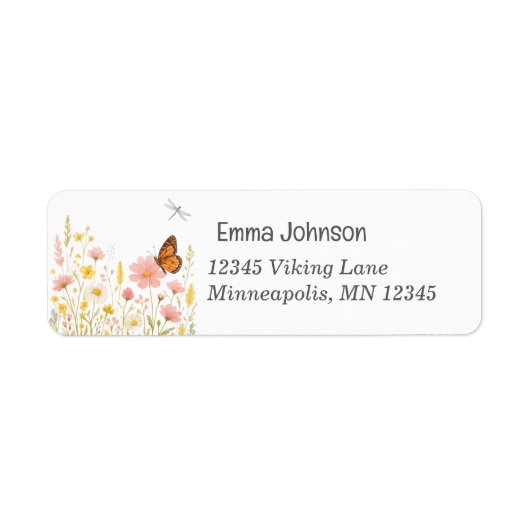 Boho Wildblume Floral Rücksendeadresse (Vorne)