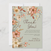 Boho Wildblume Floral Sage Green Baby Dusche Dankeskarte (Vorderseite)