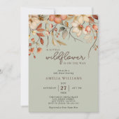 Boho Wildblume Floral Sage Green Baby Dusche Einladung (Vorderseite)