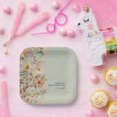 Boho Wildblume Floral Sage Green Baby Dusche Pappteller (Party)