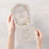Boho Wildblume Floral Wedding All In One Einladung (Abreißen)