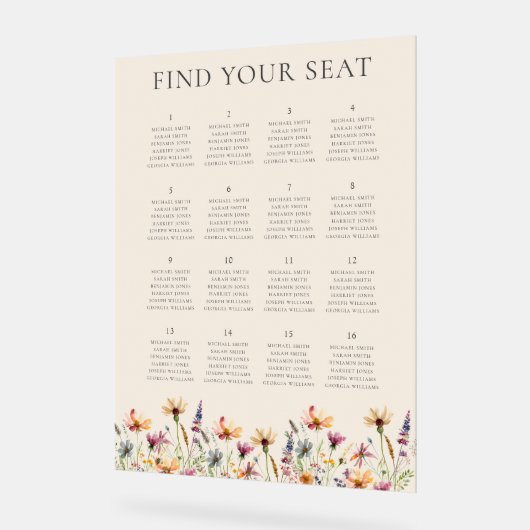 Boho Wildblume Floral Wedding Chart Acrylschild (Winkel)