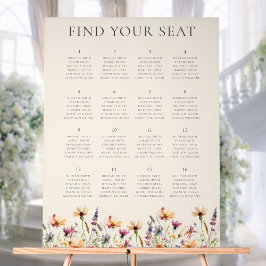 Boho Wildblume Floral Wedding Chart Acrylschild