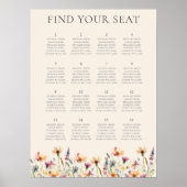 Boho Wildblume Floral Wedding Chart Poster (Vorne)