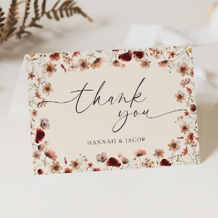 Boho Wildblume Floral Wedding Dankeskarte