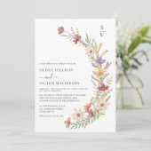 Boho Wildblume Floral Wedding Einladung (Stehend Vorderseite)
