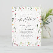 Boho Wildblume Floral Wedding Einladung (Stehend Vorderseite)