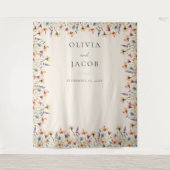 Boho Wildblume Floral Wedding Foto Hintergrund Wandteppich (Vorderseite)