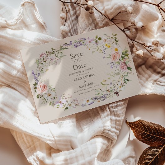 Boho Wildblume Floral Wedding Save The Date